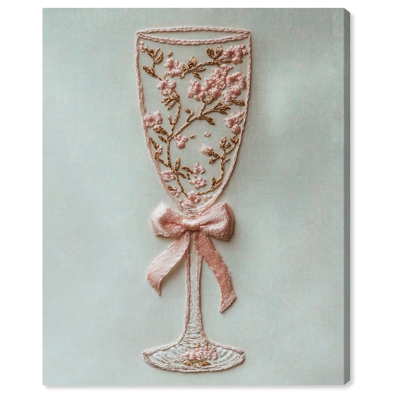 Champagne Glass Bow Canvas by Art Remedy, Gallery Wrapped - 20" x 24"
