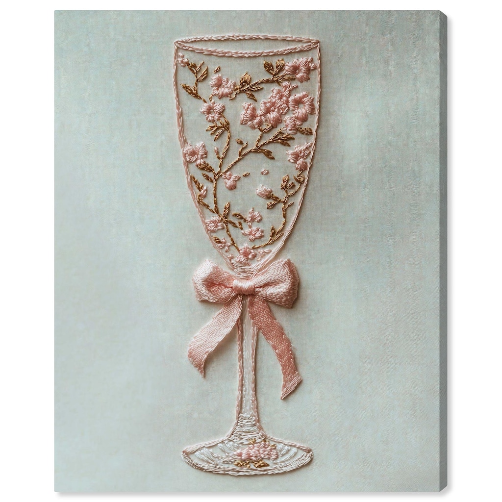 Champagne Glass Bow Canvas by Art Remedy, Gallery Wrapped