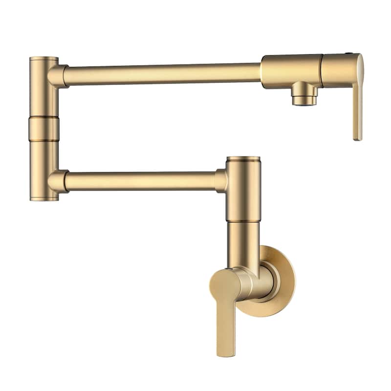 KRAUS Oletto Wall Mount Pot Filler Kitchen Faucet with Retractable Arm - Spot Free Brushed Brass