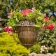 preview thumbnail 2 of 0, Set of 2 Assorted Hanging Ornate Metal Basket Planters "Riordan" Gold