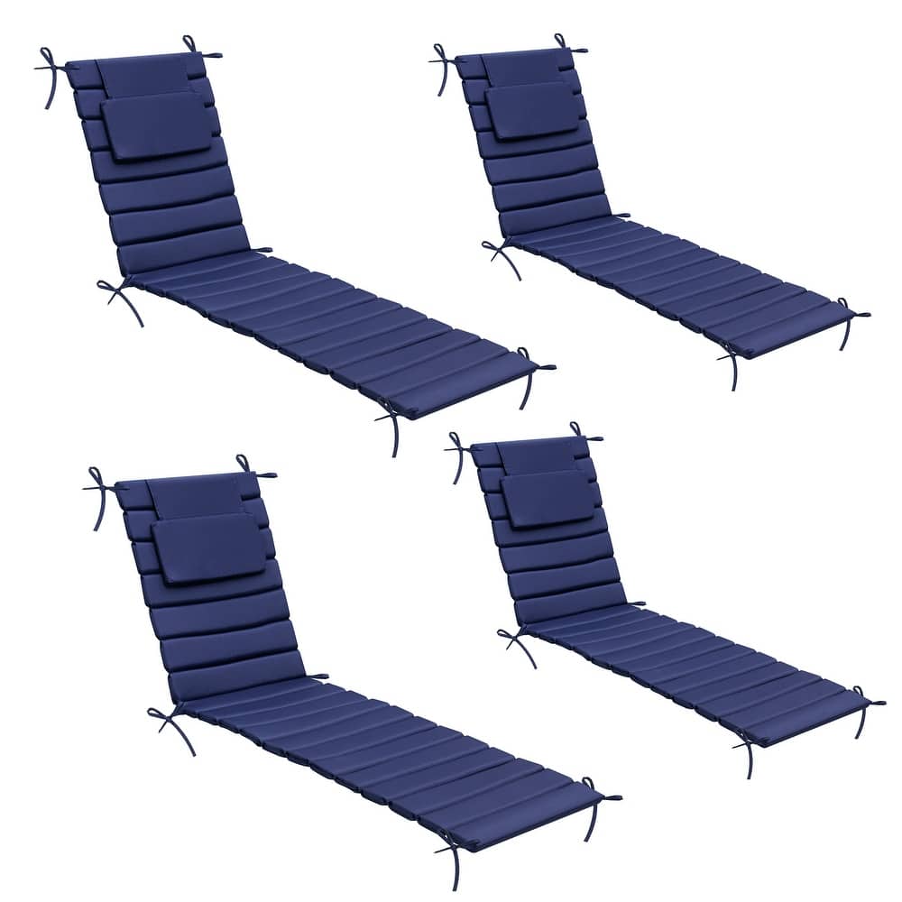 Outdoor Chaise Lounge Cushion Quilted Patio Sun Lounger Pad with Straps