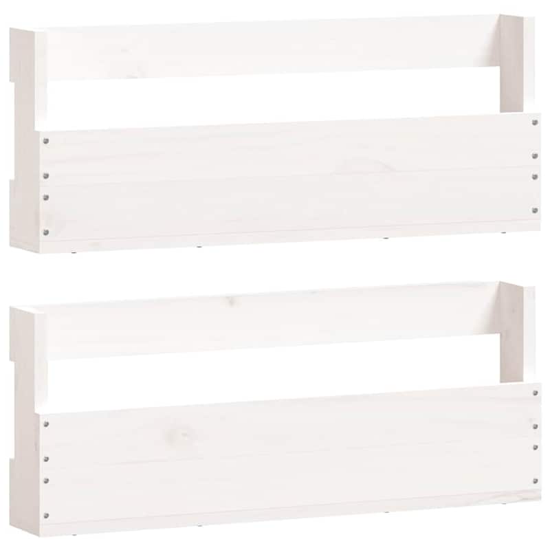 vidaXL Wall-mounted Shoe Rack Set of 2 White Solid Pine Wood - 3.5 x 23.2 x 9.1 in