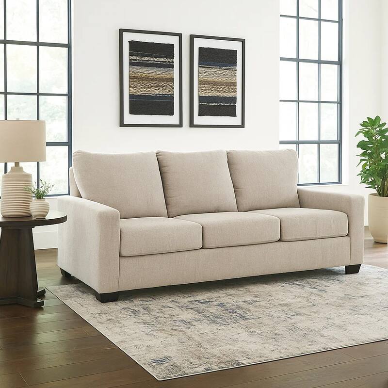 Anise Sofa Sleeper with Queen Size Pull Out Bed, Snow White Polyester