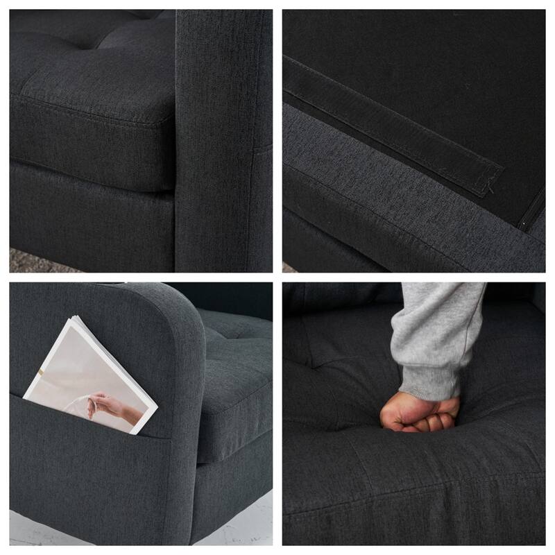 Upholstered Armchair and Storage Ottoman Set with Cup Holders