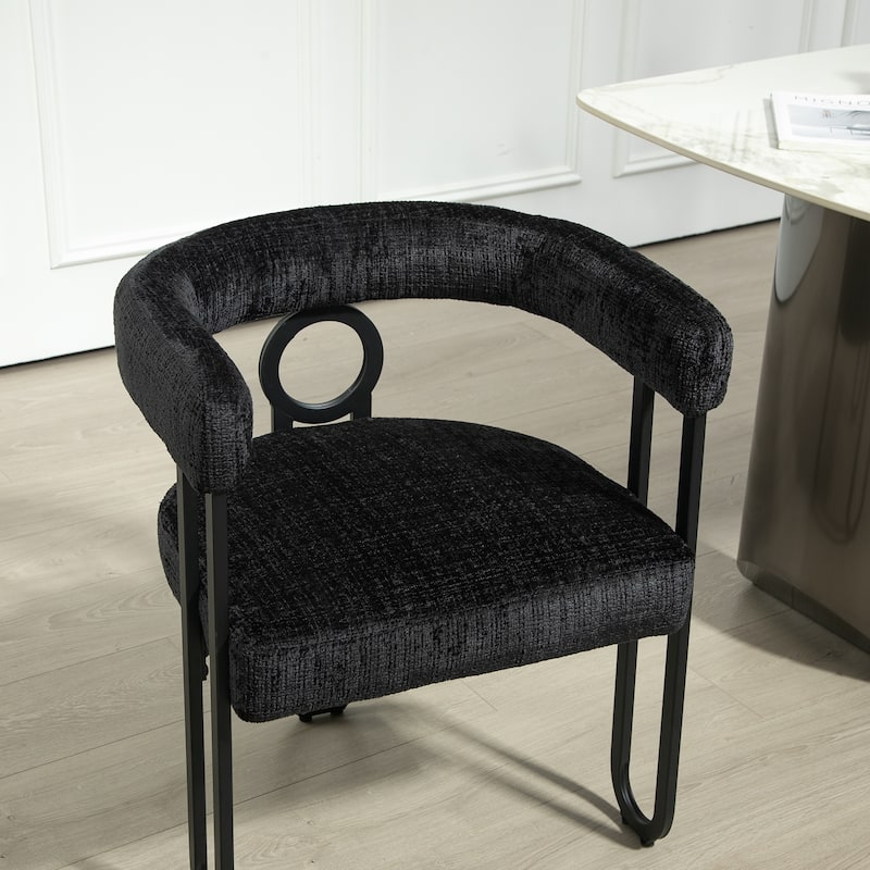Contemporary Chenille Fabric Upholstered Accent/Dining Chair/Barrel Side Chairs Kitchen Armchair for Living Room set of 1