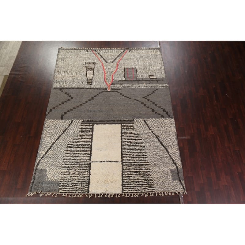 Abstract Contemporary Moroccan Oriental Area Rug Handmade Wool Carpet - 8'9" x 11'11"