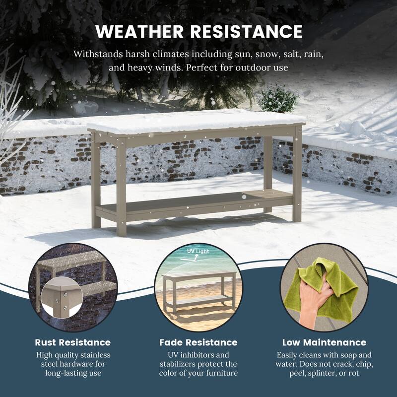 Laguna Hdpe All Weather Outdoor Patio Two Shelf Table