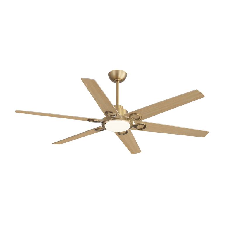 MLiAN 64 in. 6 Playwood Blade Dc Motor Indoor Downrod Gray Standard Ceiling Fan with Remote Integrated LED - 64''