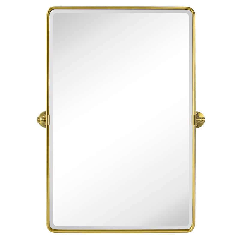 TEHOME Woodvale Rectangle Vertical Metal Wall Mirrors - 30" x 20" - Brushed Gold