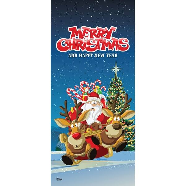 Shop 80 X 36 Red And Green Santa S Take Off Christmas Front Door