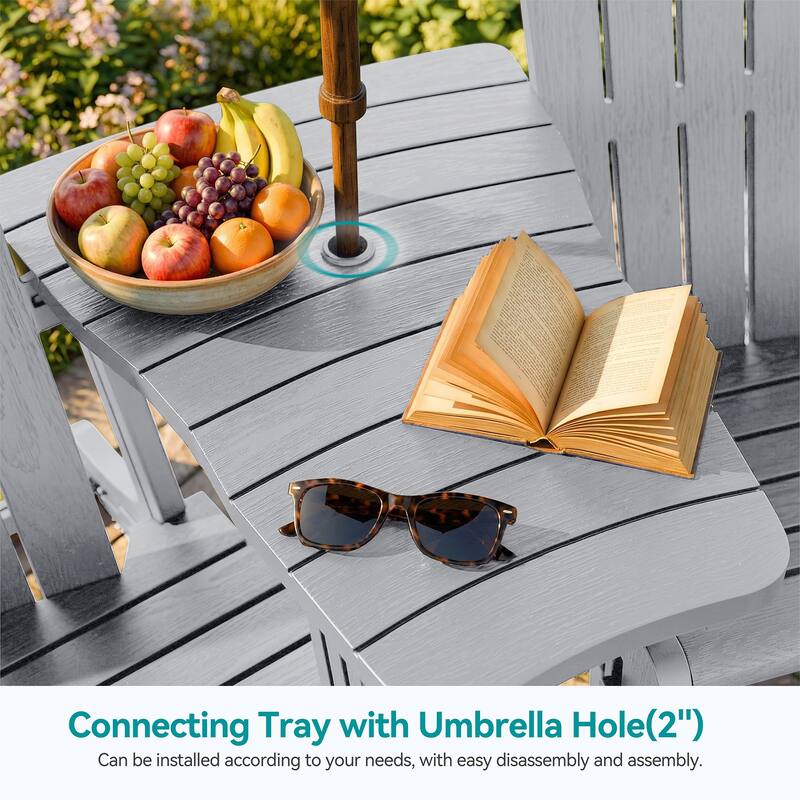 Outdoor All Weather Adirondack Chairs with Movable Footrests, Set of 5/3.