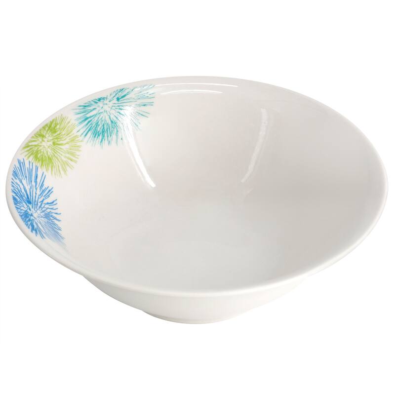 Gibson Home Blue Meadow 12 Piece Fine Ceramic Dinnerware Set in White with Colored Accents