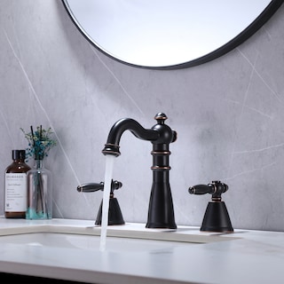 8.2"H Antique Solid Brass Widespread 2-handle Bathroom Sink Faucet
