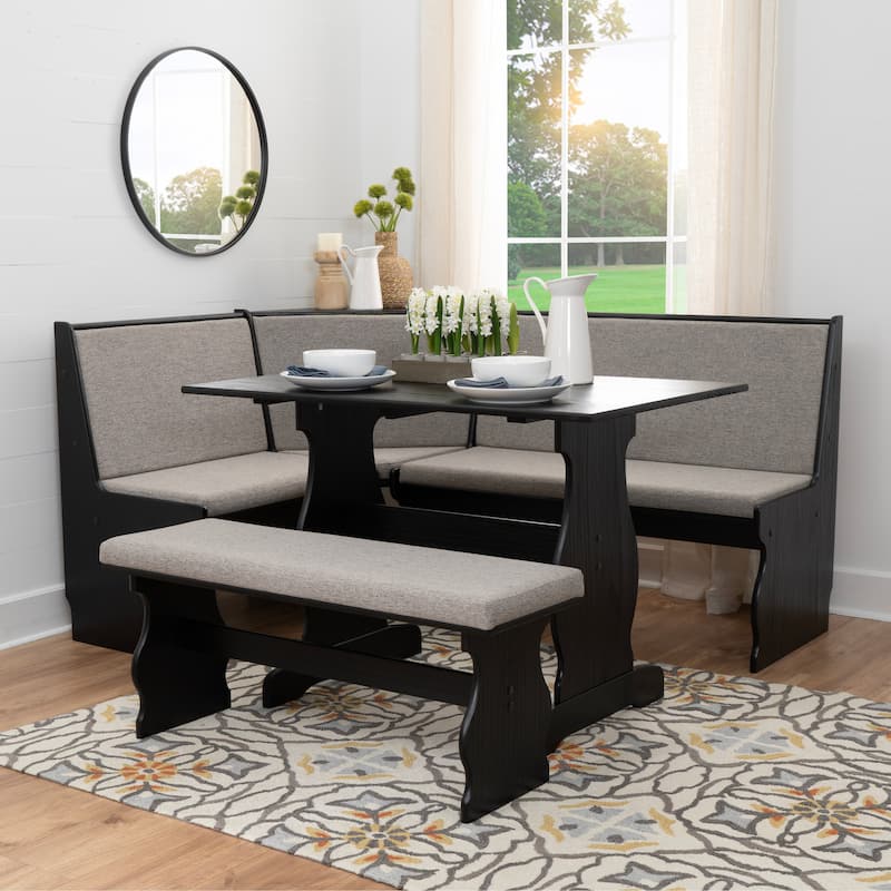 Hannah Breakfast Nook 3-piece Dining Set - Black/Grey