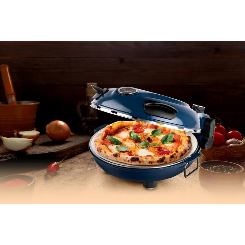 Granitestone Piezano Navy Indoor/Outdoor Electric Pizza Oven w Ceramic Stone