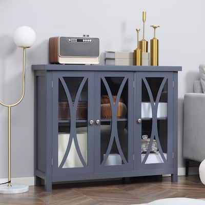 Sideboard Buffet Cabinet with 3 Tempered Glass Doors
