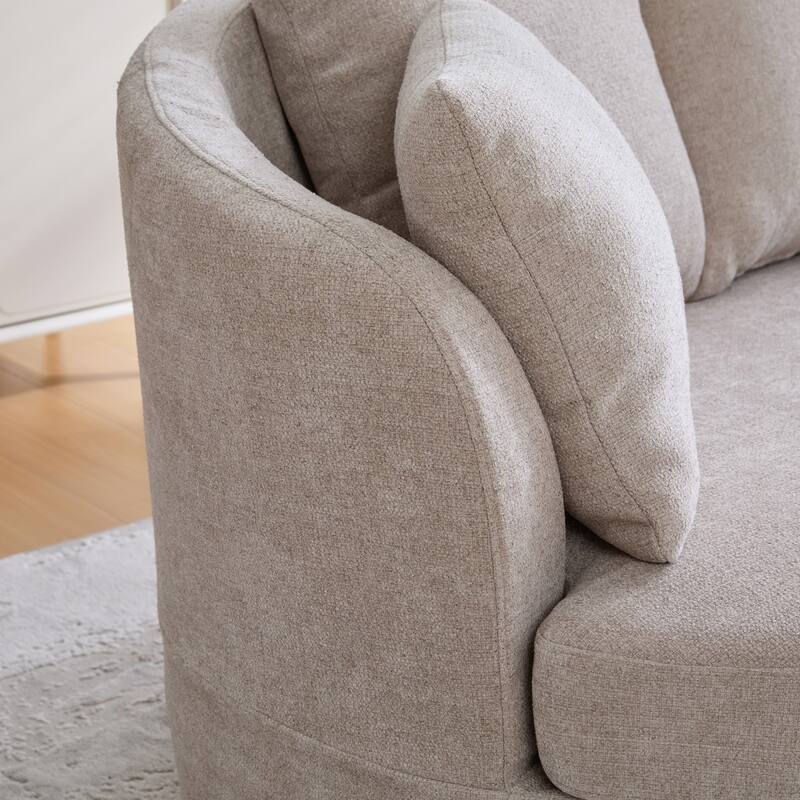 73.82" Modern Plush Chenille Wide Curved Sofa with Pillows