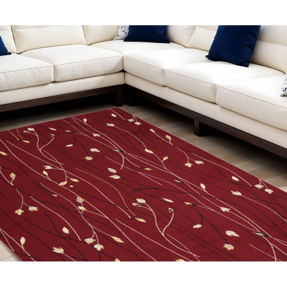 Lugi Power Loomed Floral Durable Area Rug By HomeRoots