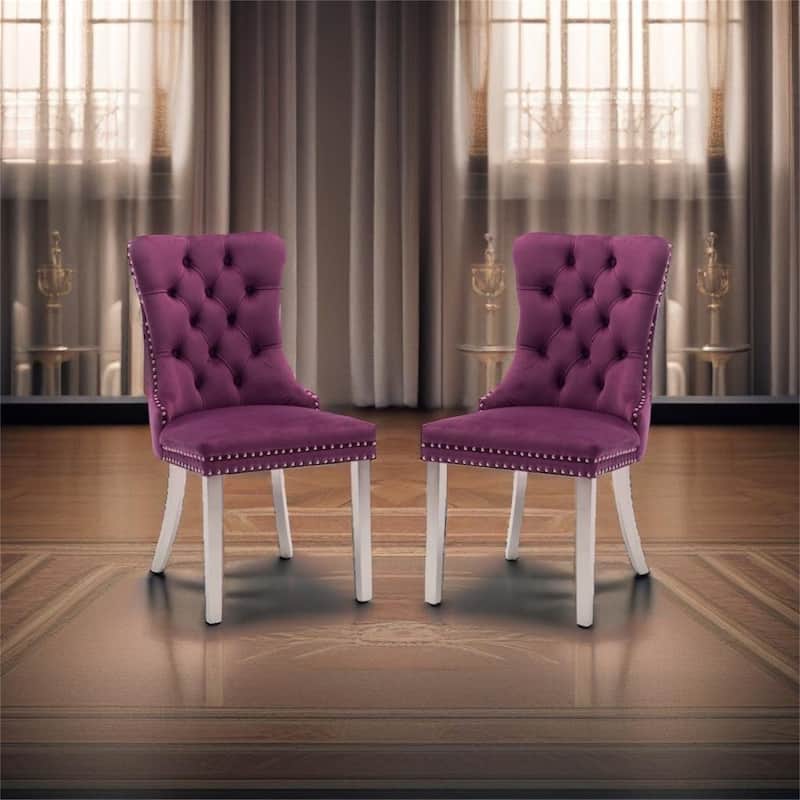 Contemporary Velvet Upholstered Dining Chair - Purple
