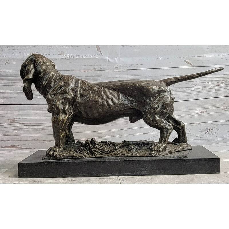 Bet Hound Imitative Dog Figure Art Deco Bronze Sculpture On Marble Base Figurine Gift