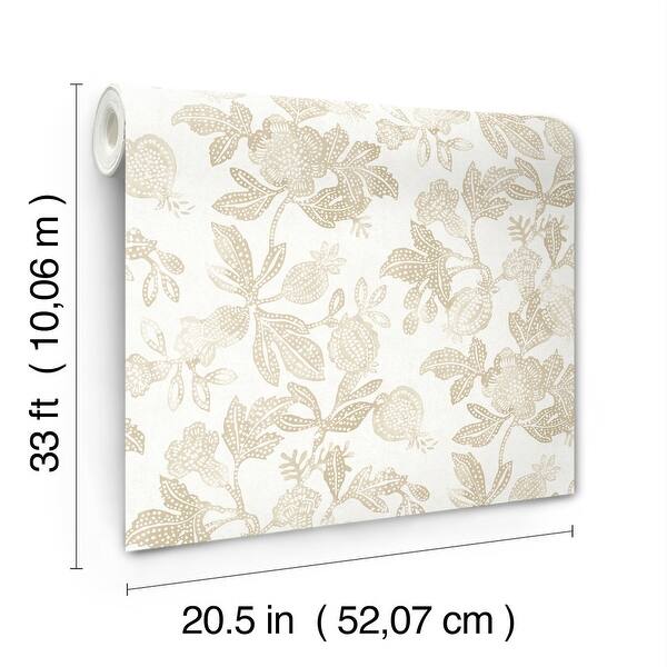 A-Street Prints Beach Rose Champagne Floral Fruits Wallpaper