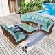 preview thumbnail 12 of 42, 12-Seat Outdoor Wicker Half-Round Furniture Set, Half-Moon Sectional Sofa All Weather Curved Conversation Set 9-Seat - Type F
