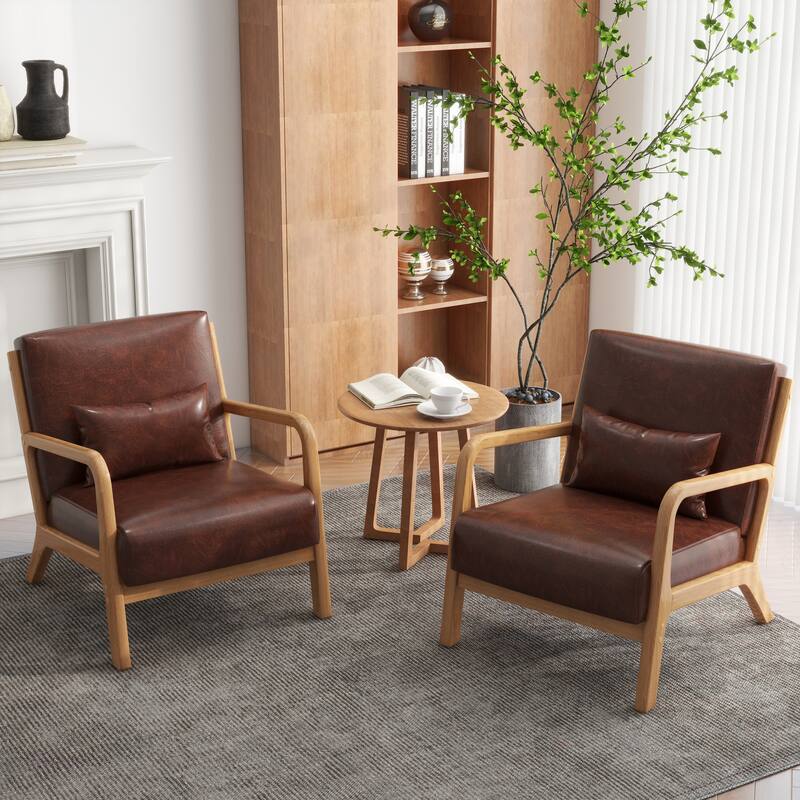 Upholstered Armchair Accent Chairs with Pillows Set of 2