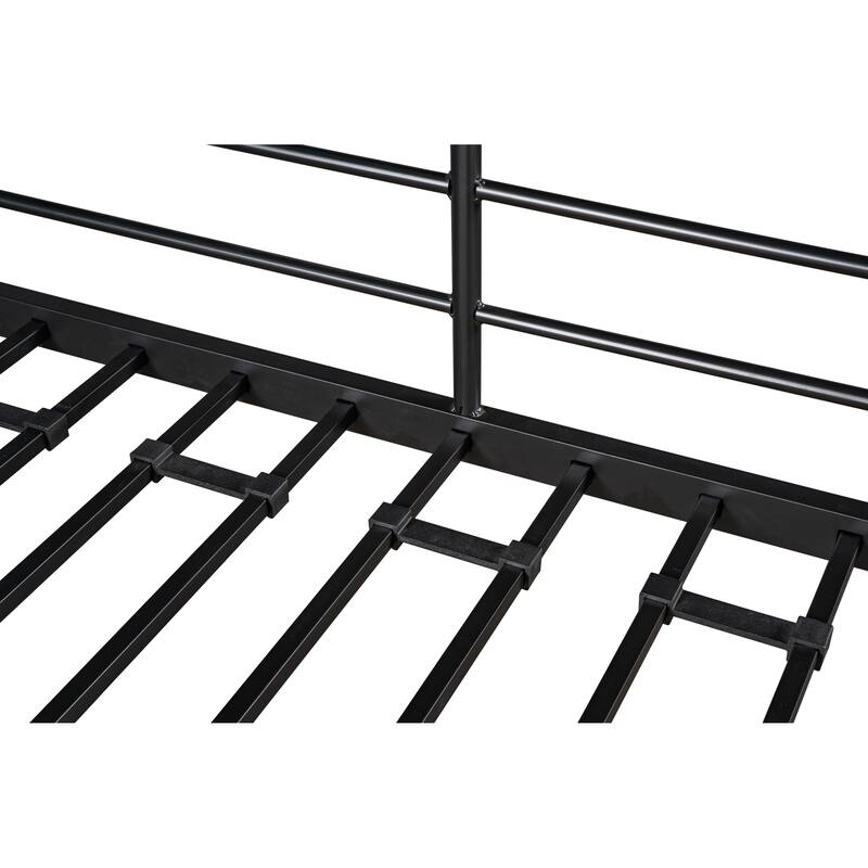 Twin Loft Bed with Built-in Table, Shelves, and Noise-Reducing Features, Heavy-duty Metal Frame, Safety Guardrail, Dual Ladders