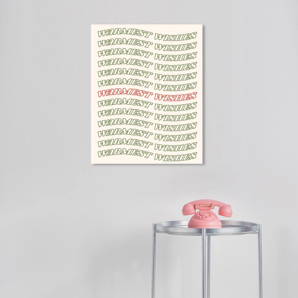 Wynwood Studio Canvas Holiday and Seasonal Warm Red Wishes Repeat Green Modern & Contemporary Wall Art Canvas Print