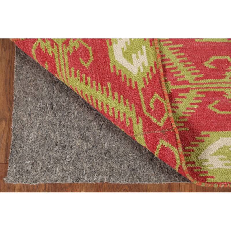All-Over Pink Geometric Kilim Oriental Area Rug Handmade Wool Carpet - 4'9"x 7'1"