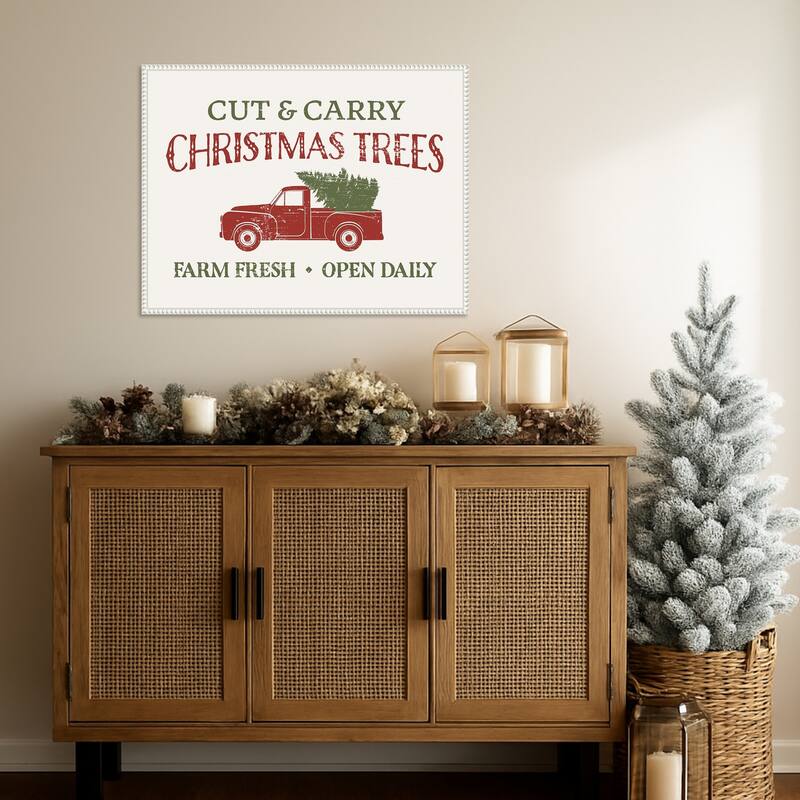 Christmas Farm Sign II by Victoria Barnes Framed Canvas Wall Art Print