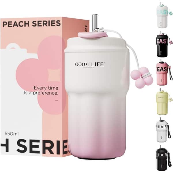 18oz Travel Coffee Mug Tumbler with Lid and Straw, 18/10 Stainless Steel,  6-Layer Insulation - Bed Bath & Beyond - 42479532