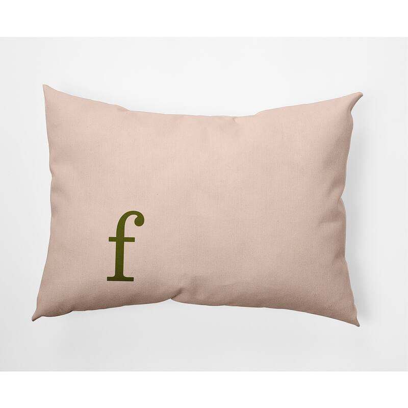 Modern Monogram Indoor/Outdoor Throw Pillow-F - 14" x 20" - Olive