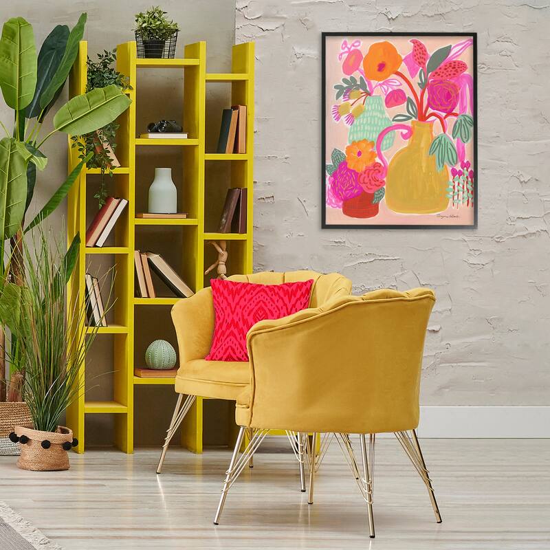 Stupell Bright Pink & Yellow Bouquet Framed Giclee Art Design By Suzanne Allard