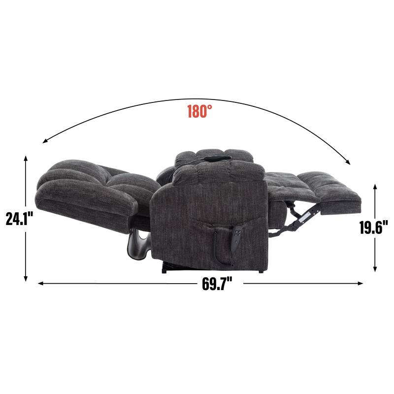 Blue Dual Motor Power Lift Recliner with Heat, Massage, Infinite Positioning, Remote Control, and Lumbar Support