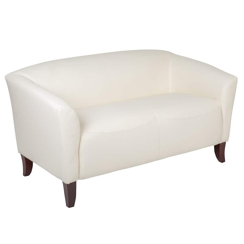 LeatherSoft Loveseat with Wood Feet - Ivory