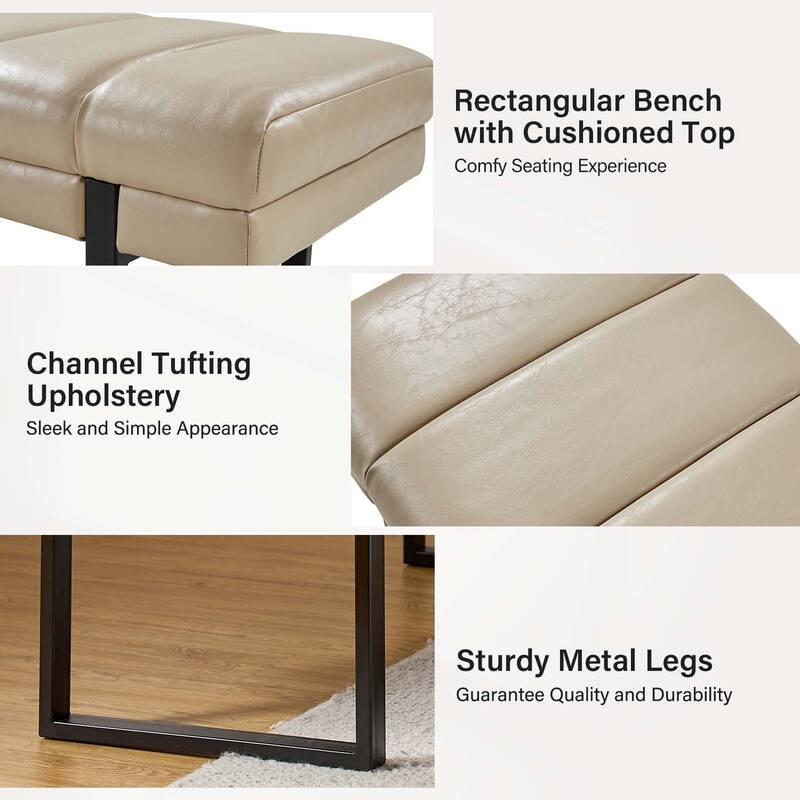 Laurens Modern 52.5'' Channel Tufted Bench with Mental Legs by HULALA HOME