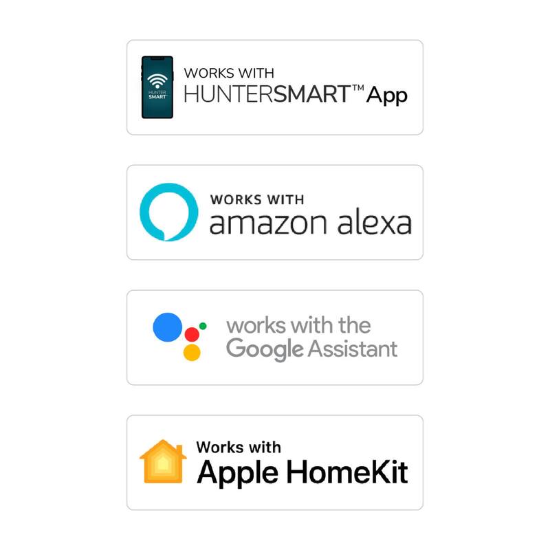 Hunter ZenTech Indoor / Outdoor 3-Blade Smart Ceiling Fan w/ LED Light and Handheld Remote - Modern & Contemporary.