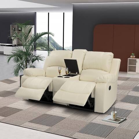 Loveseat with Storage Console and 2 Plastic Cup Holders
