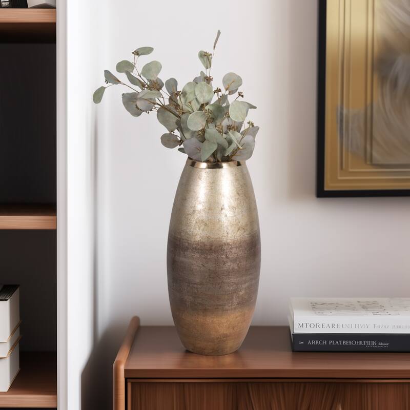 Sagebrook Home Curved Glass Vase, Glass/Metallic, Multi Finish, 17,24,31 Inch