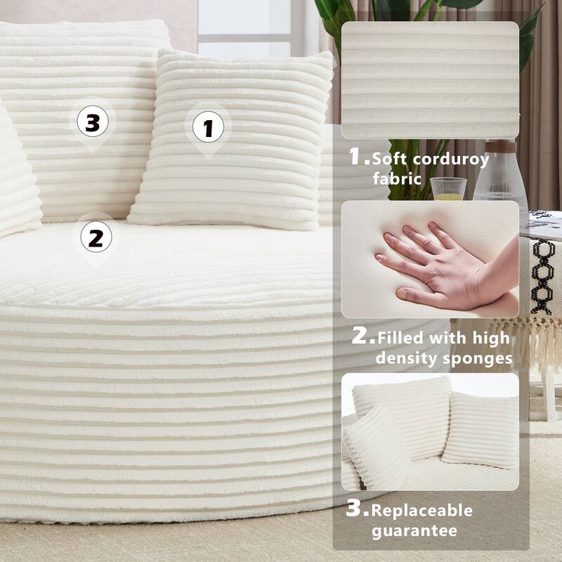 Round Sofa Bed with Memory Foam Sectional Couches for Living Room, Cloud Couch with 3 pillows