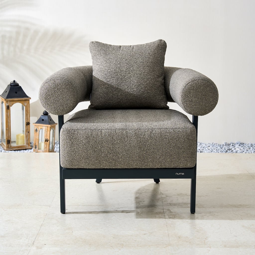 Modern Aluminum Upholstered Single Sofa with Semicircular Backrest and Armrest