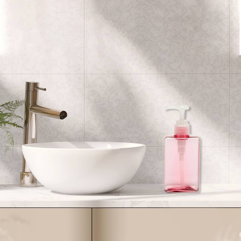 Square Simple Soap Pump Dispenser for Bathroom Laundry Rooms - Clear Pink - 200ml