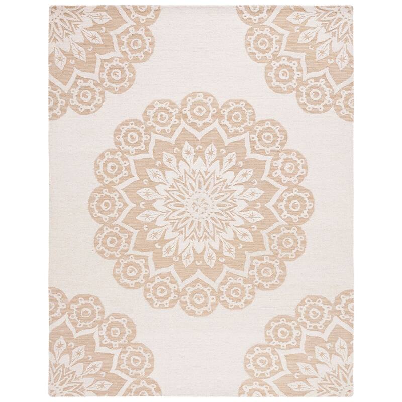 SAFAVIEH Handmade Blossom Oriella Modern Floral Wool Rug - 9' x 12' - Ivory/Beige