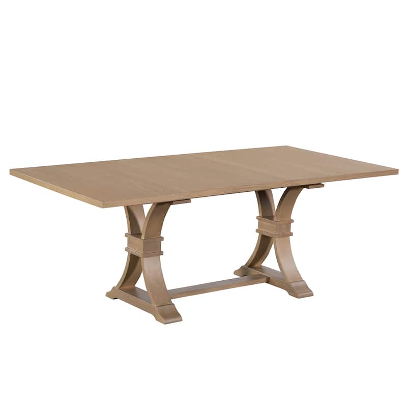 Christopher Knight Home - Rustic Extendable Dining Table with Rubberwood X-Frame Base and Extension Leaf