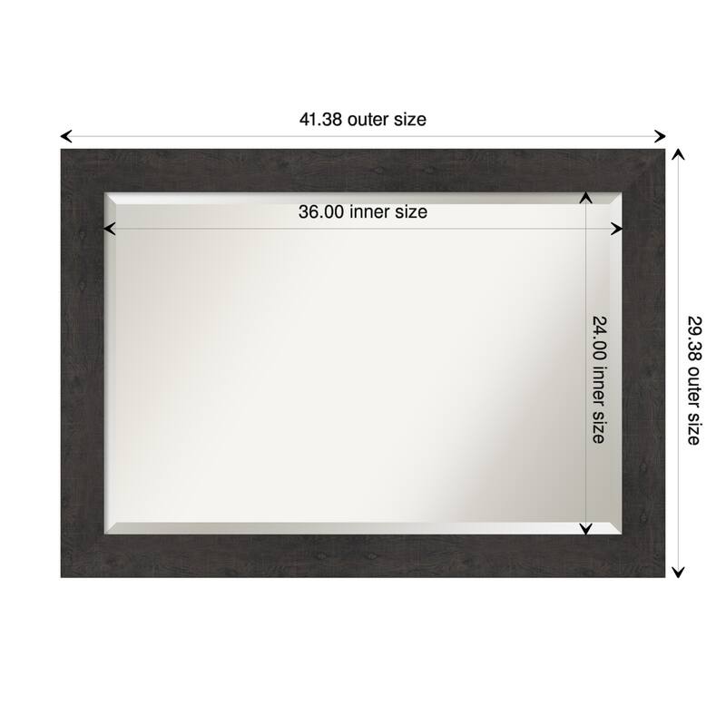 Beveled Wall Mirror - Rustic Plank Espresso Frame - 41.5 x 29.5-inch - Rustic Plank Espresso