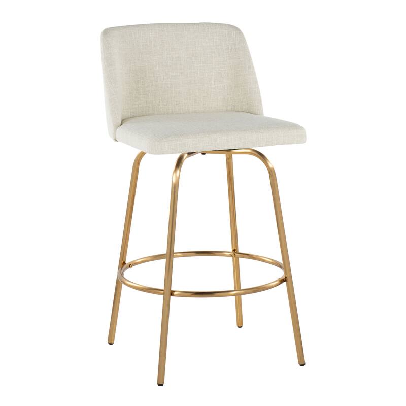 Silver Orchid Vallberga 26" Counter Stool with Gold Metal Base (Set of 2) - Cream Fabric