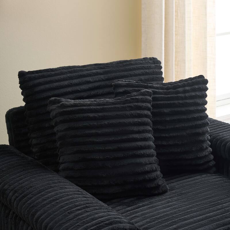 Corduroy Single Sofa Set with 2 Throw Pillows (500lb Capacity)