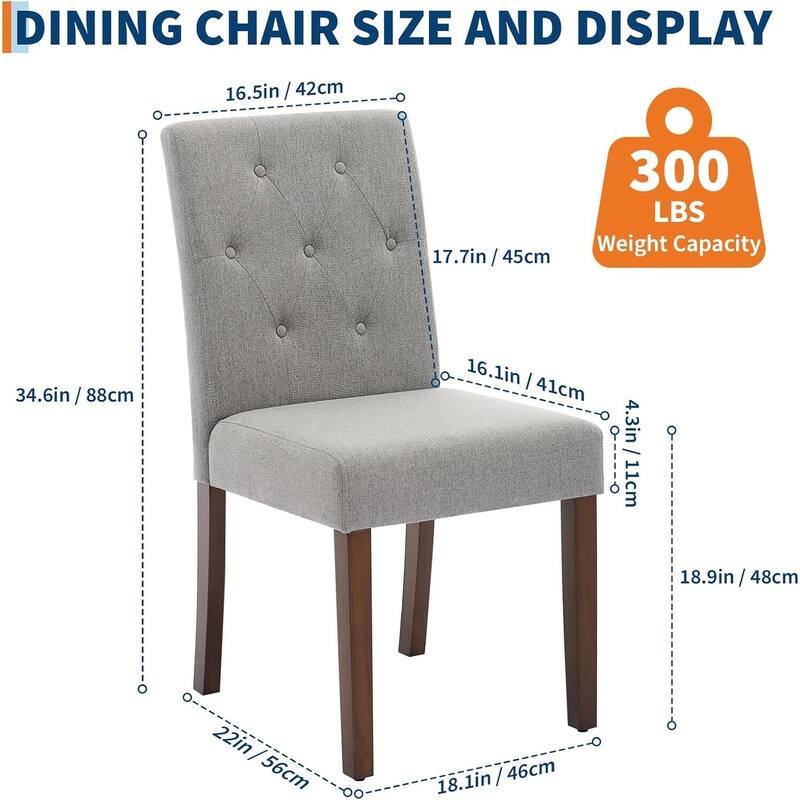 Set of 2 Button Tufted Modern Parsons Upholstered Dining Chairs for Dining Room, Cafe & Home