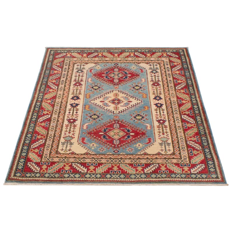 ECARPETGALLERY Hand-knotted Uzbek Ghazni Blue Wool Rug - 4'11 x 6'5